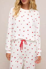 Hazel Blues® | Hearts Printed Long Sleeve Top Drawstring Pants Lounge Set