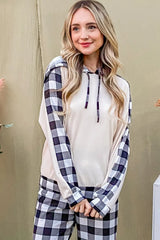 Hazel Blues® | And The Why Drawstring Hooded Top and Plaid Pants Lounge Set