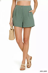 Hazel Blues® | Zenana Woven Airflow Back Elastic Waist Shorts