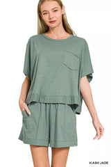 Hazel Blues® | Zenana Exposed Seam Boxy Top & Shorts Set