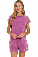 Hazel Blues® | Zenana Premium Cotton Washed Sleeveless Top & Shorts Set