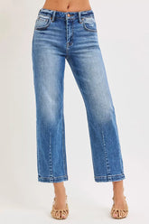 Hazel Blues® | RISEN High Rise Crop Boyfriend Tapered Jeans