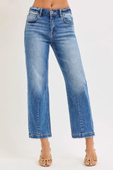 Hazel Blues® | RISEN High Rise Crop Boyfriend Tapered Jeans