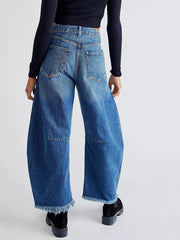 Hazel Blues® | Wide Leg Raw Hem Jeans