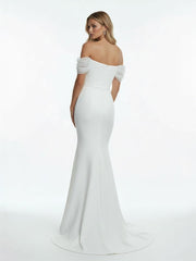 Elegant Mermaid Sweetheart Sexy Off-the-Shoulder Wrap-Around Satin Wedding Dress