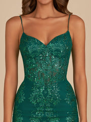 Dark Green - Bodycon V Neck Sequined Corset Mini Party Dresses