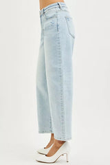 Hazel Blues® | RISEN High Rise Crop Barrel Jeans