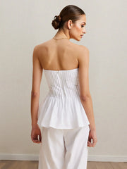 Hazel Blues® | Strapless Peplum Top and Wide Leg Pants Set