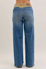 Hazel Blues® | Judy Blue MR Column Straight Jeans with Corduroy Waist