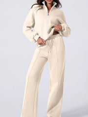 Hazel Blues® | Drop Shoulder Zip Up Jacket and Drawstring Pants Active 2pcs Set