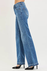 Hazel Blues® | RISEN High Rise Wide Leg Jeans With Released Hem