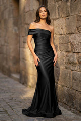 Foraml Mermaid One Shoulder Royal Blue Satin Prom Dress Evening Dress