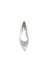 Glitter Pointed Toe Rhinestone Low Heels