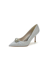 Glitter Pointed Toe Slip-on Wedding Shoes With Rhinestone