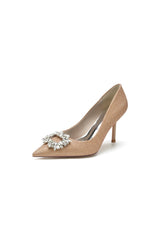 Glitter Pointed Toe Stiletto Heels With Rhinestone