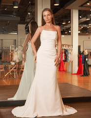 Elegant Mermaid Strapless Elastic Satin Wedding Dresses with Train