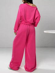 Hazel Blues® |  Boat Neck Long Sleeve Top and Pants Set