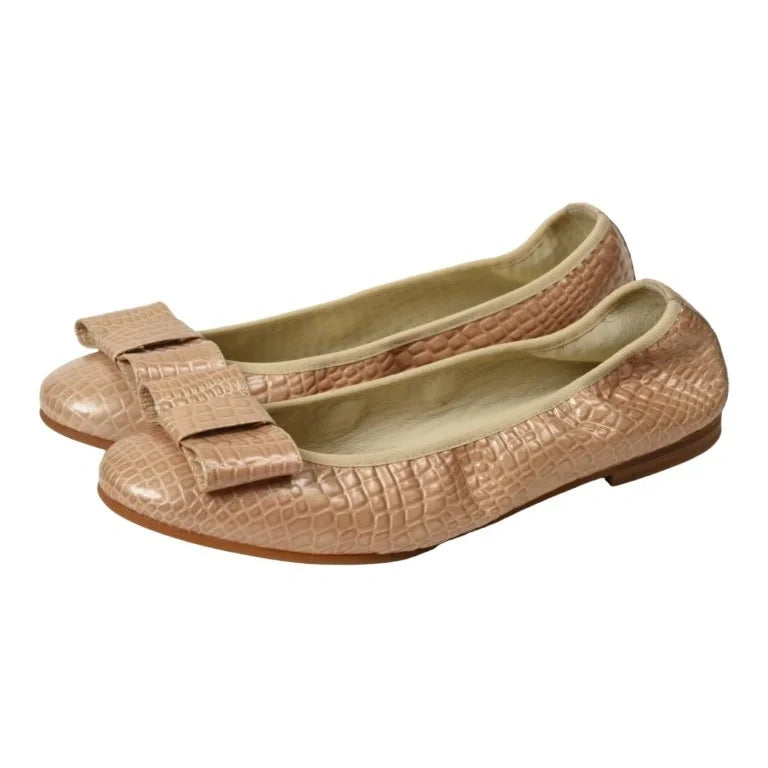 1412 - Beige Patent Leather Flats for Girl/Teen/Women by London Kids