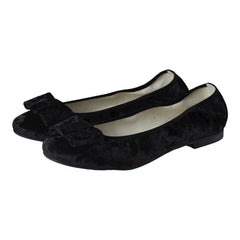 1412 - Black Velvet Flats for Girl/Teen/Women by London Kids
