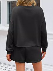 Hazel Blues® |  Pearl Embellished Round Neck Top and Skort Set