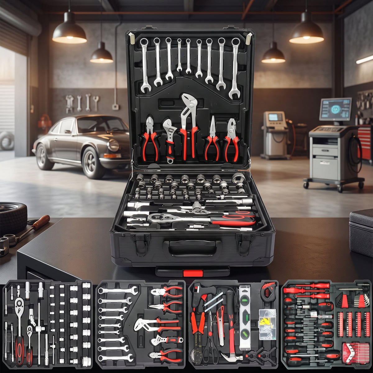 💥💥899-Piece Master Mechanic Tool Set with Mobile Rolling Storage Cabinet
