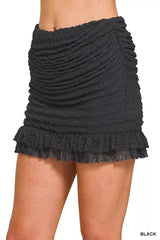 Hazel Blues® |  Zenana Ruched Mini Skirt with Built in Shorts