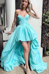 Cute Ball Gown Sweetheart Satin High Low Prom Dresses