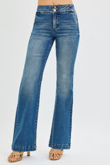 Hazel Blues® | RISEN Tummy Control High Rise Bootcut Jeans with Double Button Waistband