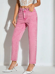 Hazel Blues® |  High-Waisted Wash Straight Leg Jeans