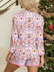 Hazel Blues® |  Christmas Holiday Print Nutcracker Long Sleeve Shorts 2pcs Pajama Set