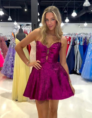 Glitter Strapless Peacock Short Homecoming Dress with Bow