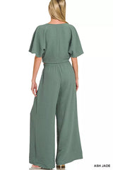 Hazel Blues® |  Zenana Woven Airflow Twisted Top & Wide Leg Pants Set