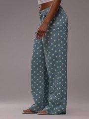 Hazel Blues® |  Polka Dot Wide Leg Jeans