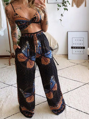 Hazel Blues® |  Boho Butterfly Print Top and Pants Set
