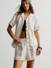 Hazel Blues® |  Button Up Short Sleeve Shirt and Shorts Set