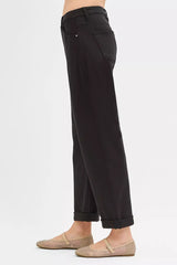 Hazel Blues® |  RISEN Tummy Control Mid Rise Ankle Barrel Relaxed Baggy