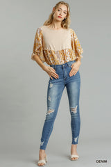 Hazel Blues® |  Umgee Distressed Skinny Jeans with Edge Detail
