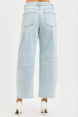 Hazel Blues® |  RISEN High Rise Crop Barrel Jeans