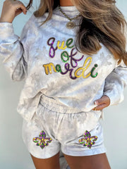 Hazel Blues® |  Queen of Mardi Gras Top and Shorts Set