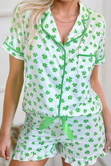 Hazel Blues® |  Lucky Clover Shirt and Shorts Lounge Set