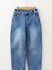 Hazel Blues® |  Seam Detail Loose Fit Cropped Jeans