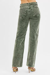 Hazel Blues® |  RISEN Tummy Control Mid Rise Straight Leg Corduroy Pants