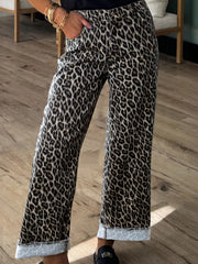 Hazel Blues® |  Leopard Straight Loose Leg Jeans