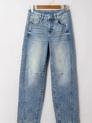Hazel Blues® |  Vintage Washed Seam Detail Shift Jeans