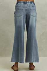 Hazel Blues® |  SO ME Mid Rise Elastic Waist Flare Denim Jeans