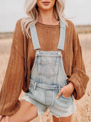 Hazel Blues® |  Distressed Denim Overalls Shorts