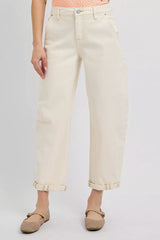 Hazel Blues® |  RISEN High Rise Relaxed Barrel Cuffed Jeans
