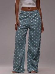 Hazel Blues® |  Polka Dot Wide Leg Jeans