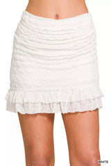 Hazel Blues® |  Zenana Ruched Mini Skirt with Built in Shorts