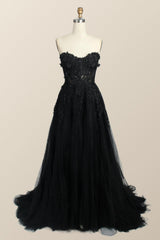 Light Blue Floral Embroidery Strapless A-line Formal Dress